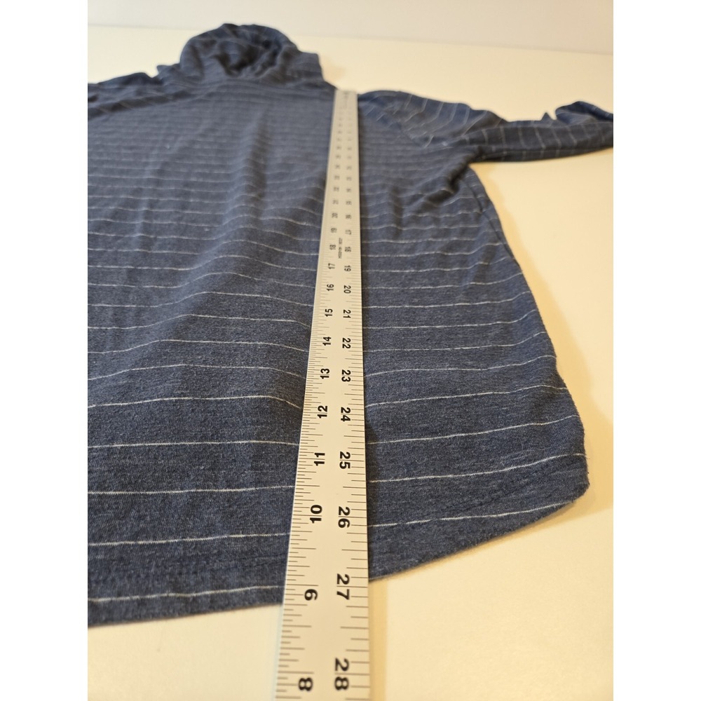 Marine Layer Navy Blue Striped Hooded Long Sleeve Shirt - Picture 13 of 16